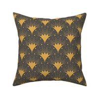 Art Deco Fans in Gold and Charcoal - Small
