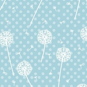 Dotted Dandelion Wishes in a Blue Sky