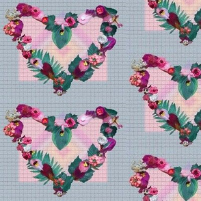 5x4-Inch Half-Drop Repeat of Rosy Nature Hearts