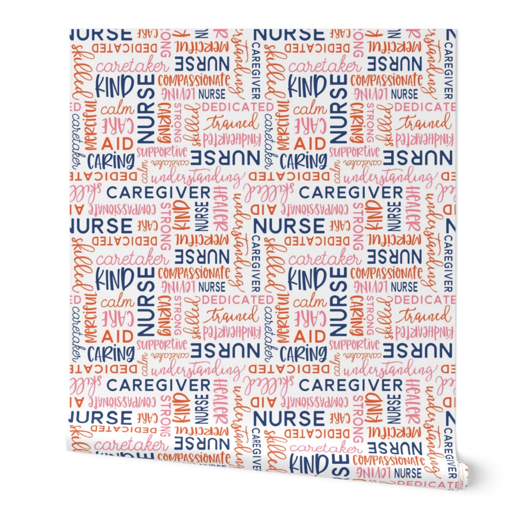 all things nurse - nursing fabric - multi pink orange blue - LAD20