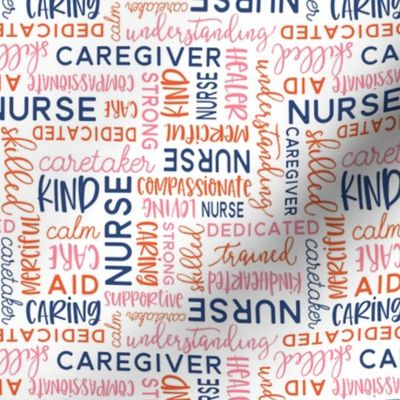 all things nurse - nursing fabric - multi pink orange blue - LAD20