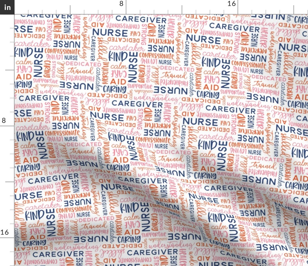 all things nurse - nursing fabric - multi pink orange blue - LAD20