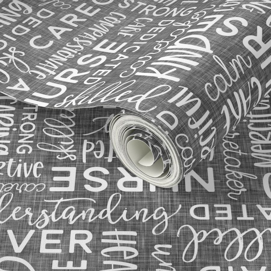 all things nurse - nursing fabric - grey - LAD20