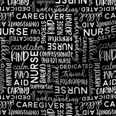 all things nurse - nursing fabric - black and white - LAD20