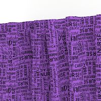 all things nurse - nursing fabric - black on purple - LAD20