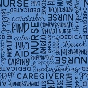 all things nurse - nursing fabric - blue on blue - LAD20