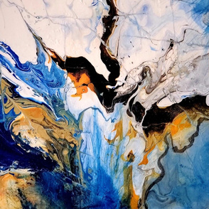 Fluid Abstract Blue, Black, Gold