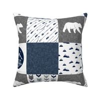 love you to the mountains and back - navy and grey - adventure patchwork - bear & buck C20BS