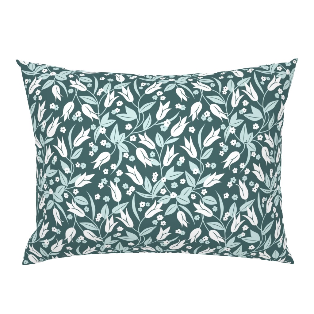 Art Deco tulips in mint green