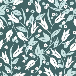 Art Deco tulips in mint green