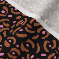 Abstract panther confetti minimal ink spots and strokes leopard trend design rust black pink