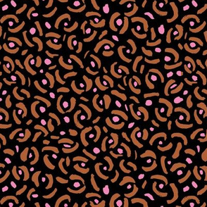 Abstract panther confetti minimal ink spots and strokes leopard trend design rust black pink