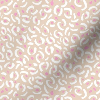 Abstract panther confetti minimal ink spots and strokes leopard trend design soft sand beige pink white