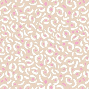 Abstract panther confetti minimal ink spots and strokes leopard trend design soft sand beige pink white