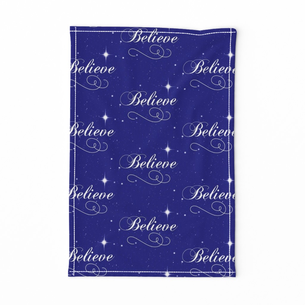 Believe Script - Bright Navy Background