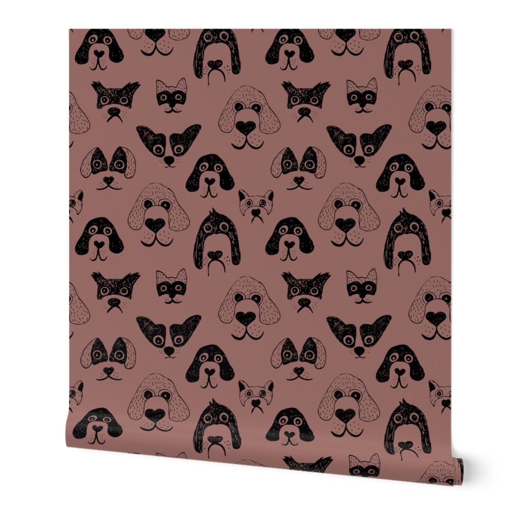 Little pups and dogs friends pet lovers design brown mauve