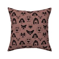 Little pups and dogs friends pet lovers design brown mauve