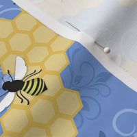 Blue Honeycomb Bee Pattern - Small Scale