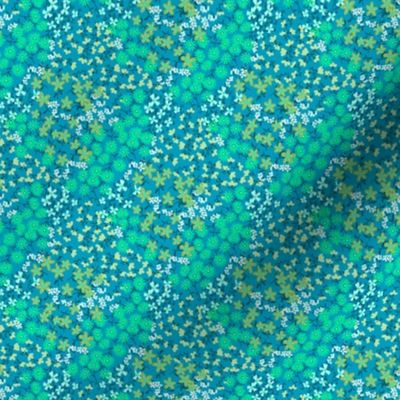 Quilty ditsy floral in green, blue, teal