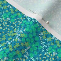 Quilty ditsy floral in green, blue, teal