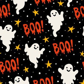 Boo! Halloween Ghosts on Black