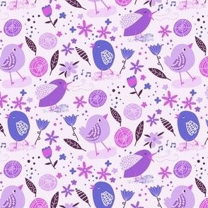 Bitty Birds in Purple