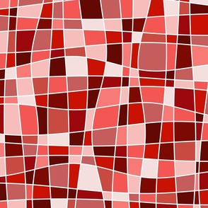 twisted mosaic - barn red abstract curves  - shades of red