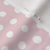 cotton candy - white crooked dots on light pink - dots fabric and wallpaper
