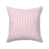 cotton candy - white crooked dots on light pink - dots fabric and wallpaper