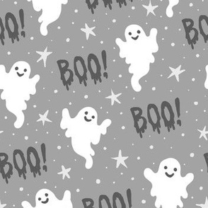 Boo! Ghosts on Pale Gray