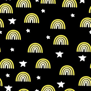 Mini Nighttime Rainbows and Stars in Yellow and Black