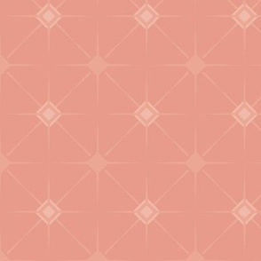 Meso Sunburst Tile: Copper Pink Tile, Mesoamerican Art Deco, Geometric, Jazz Age 