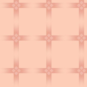Meso Panes: Copper-Pink Windowpane Check, Art Deco Geometric, Jazz Age