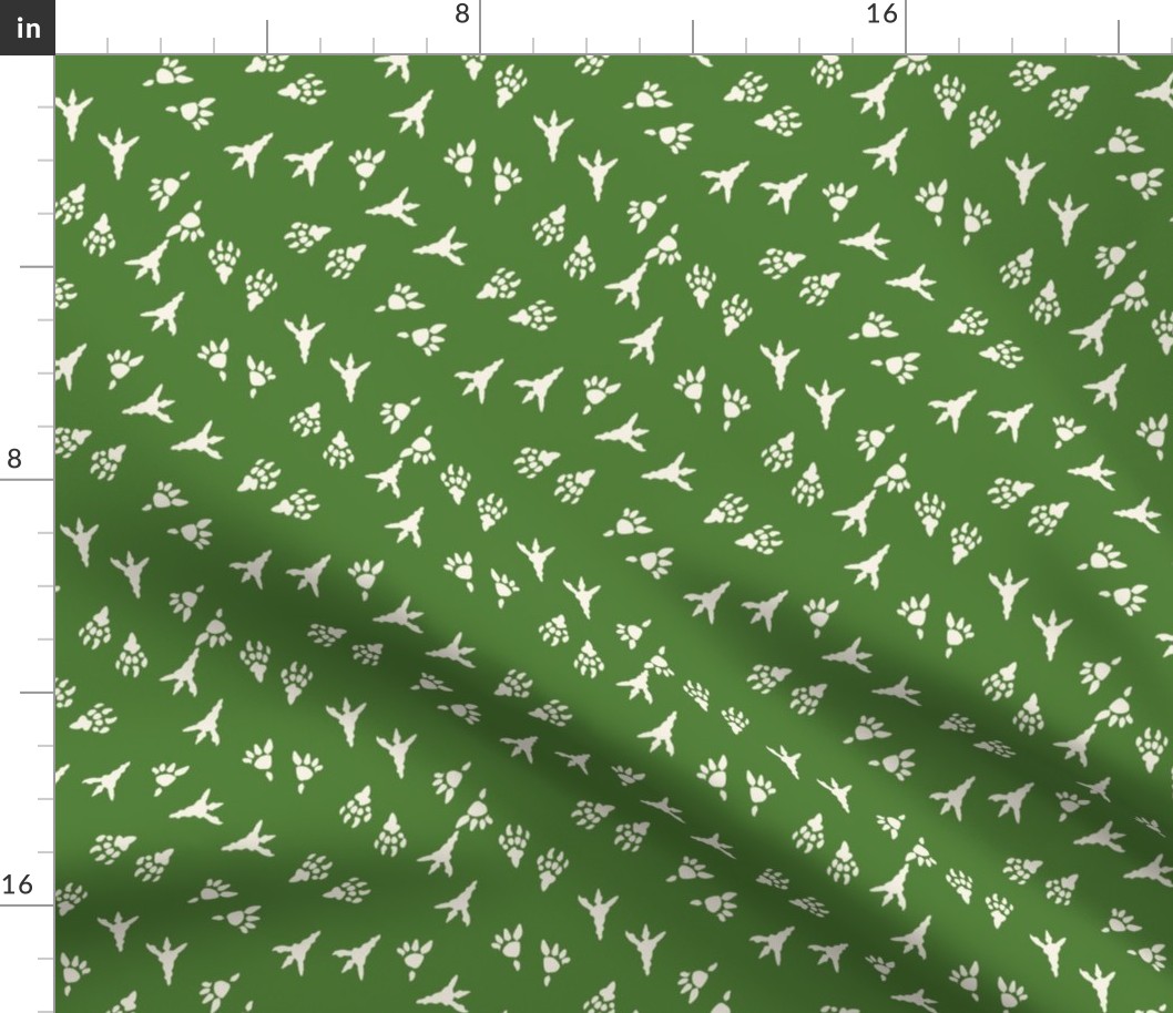 dinosaur prints fabric - dinosaur foot print, dino print, dino fabric, t rex fabric, tyrannosaurus rex fabric - green