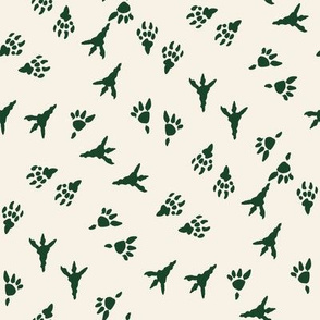 dinosaur prints fabric - dinosaur foot print, dino print, dino fabric, t rex fabric, tyrannosaurus rex fabric -  dark green