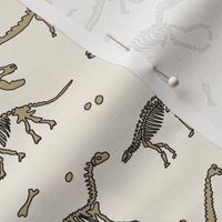 dinosaur skeleton fabric - archaeologist fabric, archaeology fabric, dinosaur dig fabric, bones, dinosaur bones -  tan