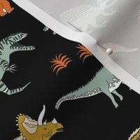 dinoworld dinosaur fabric - tyrannosaurus rex fabric, triceratops fabric, dinosaurs fabric, boy fabric, baby boy fabric - black