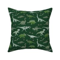 dinoworld dinosaur fabric - tyrannosaurus rex fabric, triceratops fabric, dinosaurs fabric, boy fabric, baby boy fabric - dark green