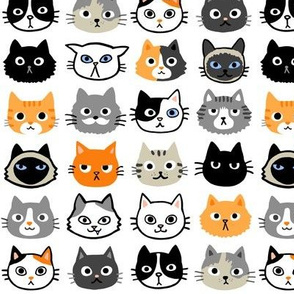 Cat Faces Pattern | Quirky Cute Kitties
