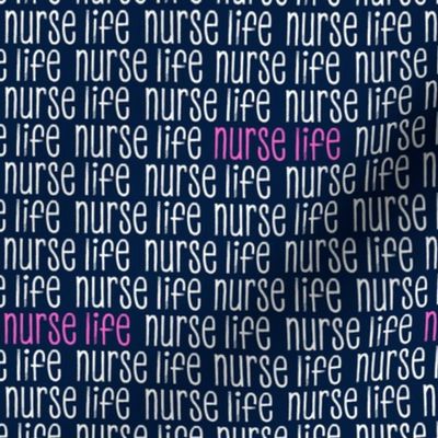 nurse life - pink scatter on navy - LAD20