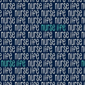 nurse life - teal scatter on navy - LAD20