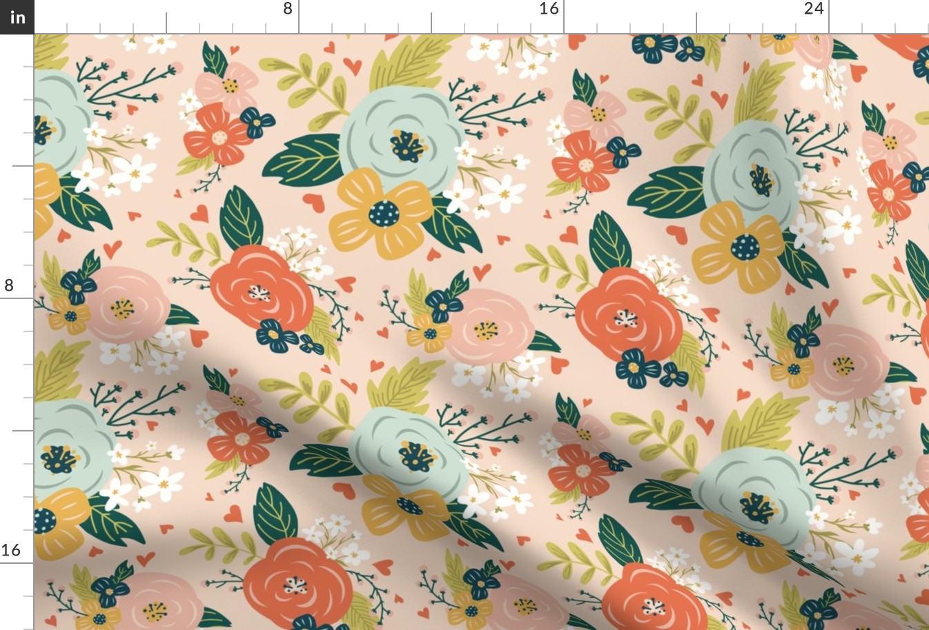 Large Spring Floral with hearts