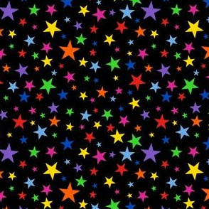 Colorful Multi Stars on Black Small Scale