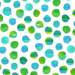 Inky watercolour spots in blue and green