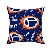 Watercolor American Football with Phrases- Touchdown, Blitz, Field Goal- Regular Scale