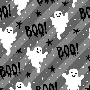  Boo! Ghosts on Gray Stripes