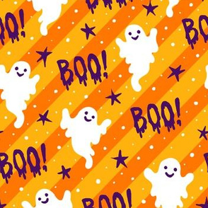  Boo! Ghosts on Orange Stripes