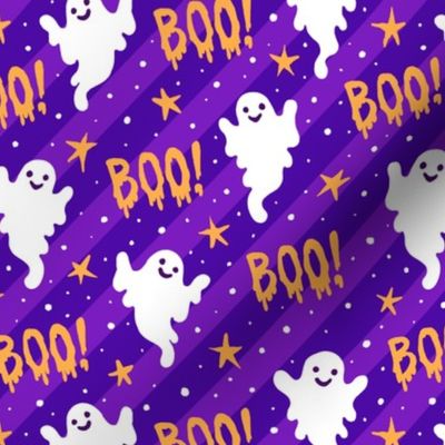 Boo! Ghosts on Purple Stripes