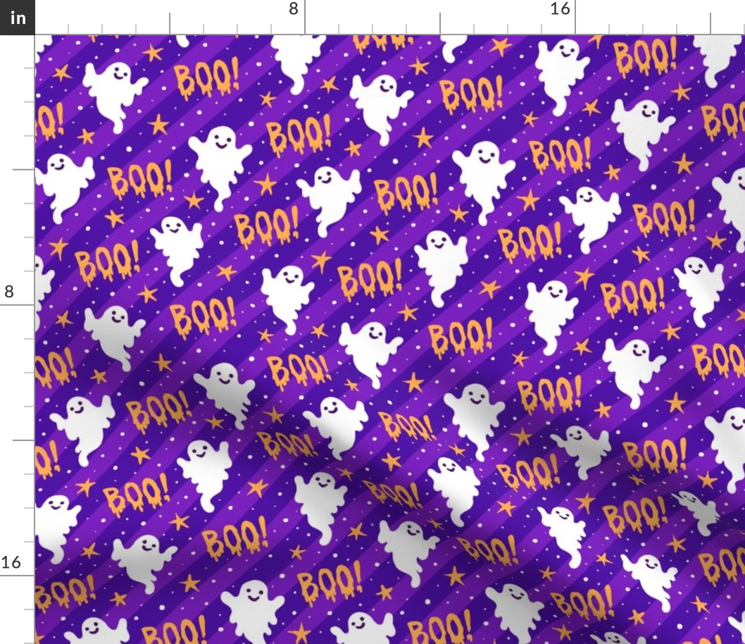  Boo! Ghosts on Purple Stripes