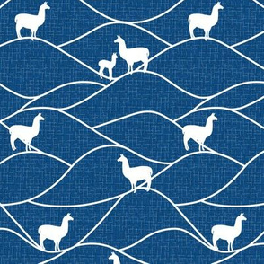 Llamas and Mountains - Classic Blue